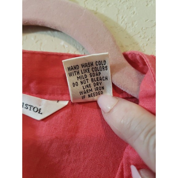 Susan Bristol Tunic 100% linen Sleeveless V-Neck Size Medium Coral - Picture 8 of 8